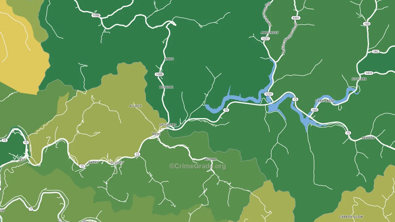 Vicco, KY Map of Vehicle Theft Rates