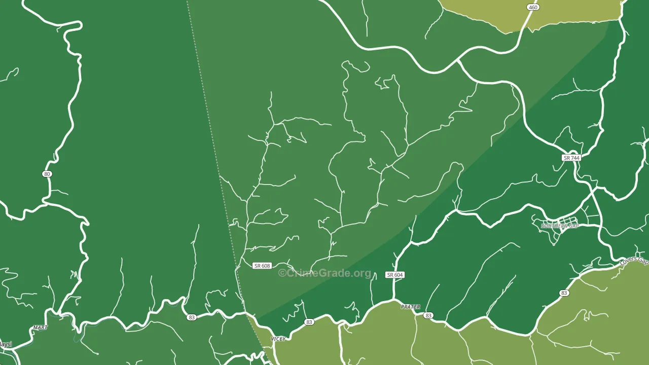 Vicey, VA Map of Vehicle Theft Rates