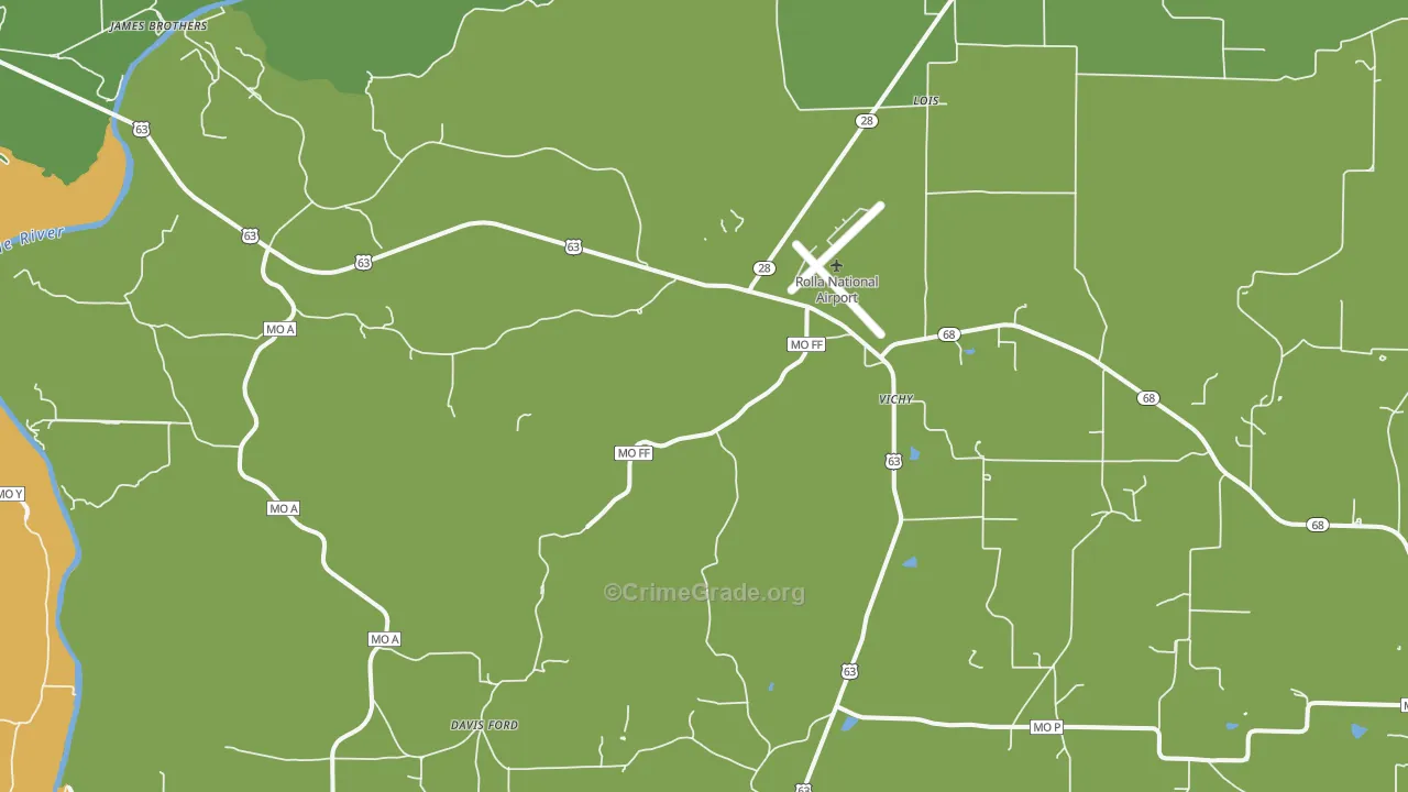 Vichy, MO Map of Vehicle Theft Rates