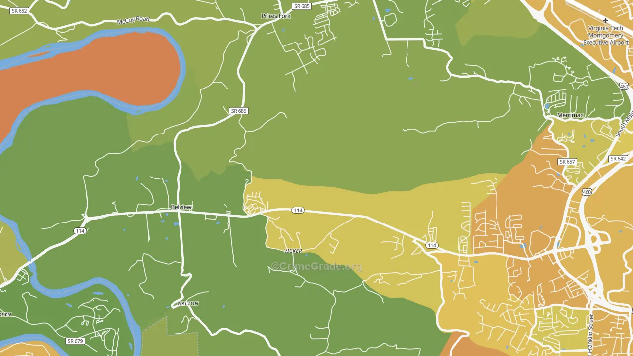Vicker, VA Map of Vehicle Theft Rates