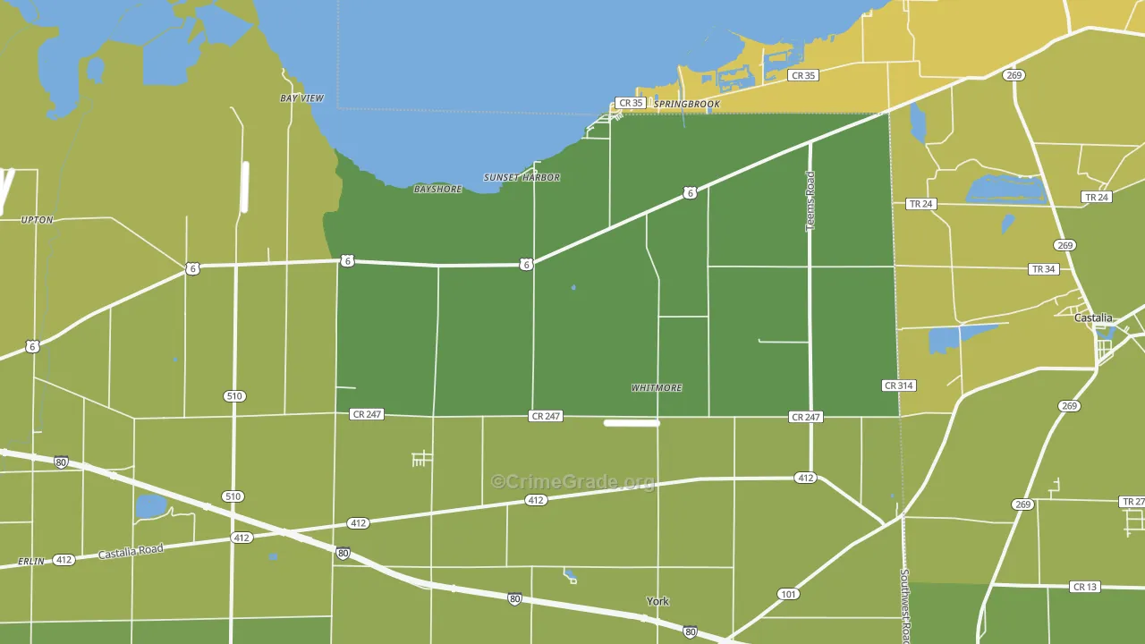 Vickery, OH Map of Vehicle Theft Rates