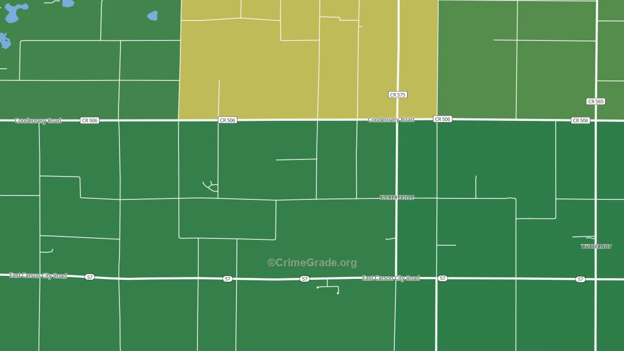 Vickeryville, MI Map of Vehicle Theft Rates