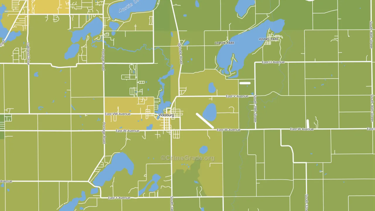 Vicksburg, MI Map of Vehicle Theft Rates