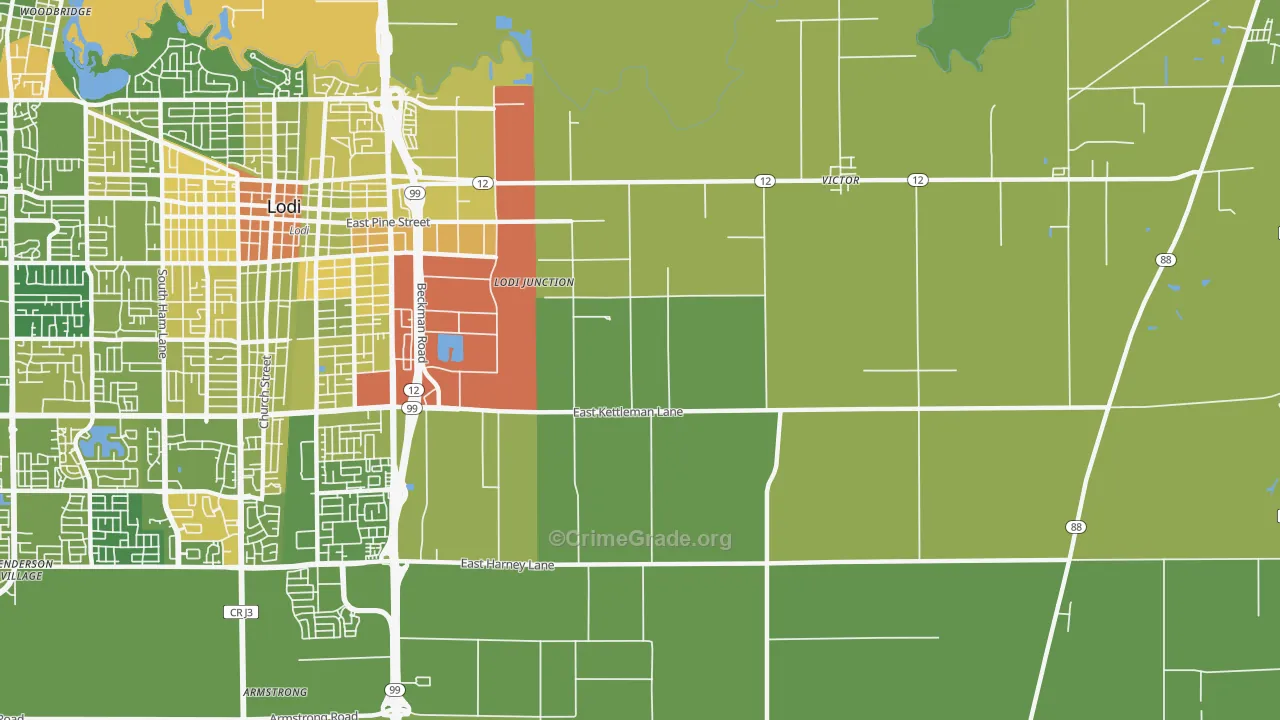 Victor, CA Map of Vehicle Theft Rates