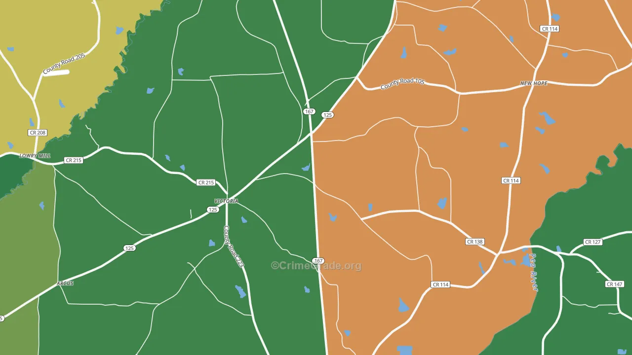 Victoria, AL Map of Vehicle Theft Rates
