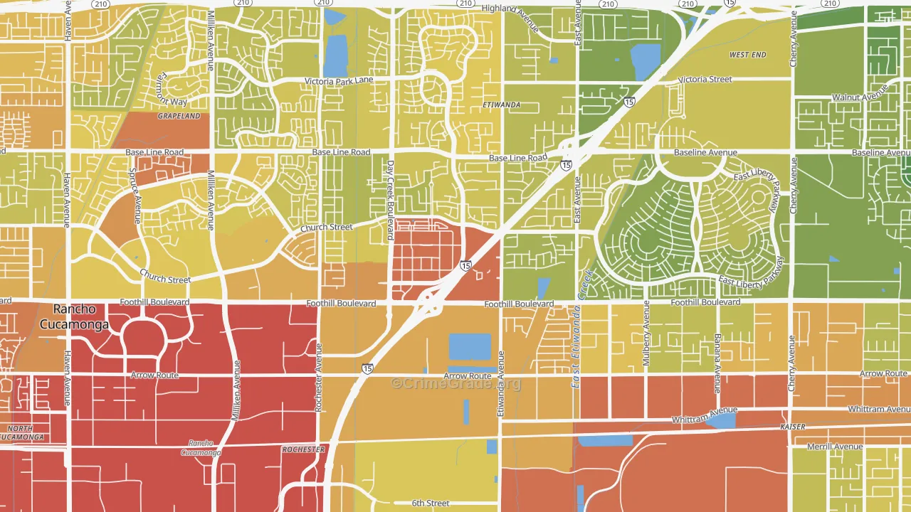 Victoria Gardens, Rancho Cucamonga, CA Map of Vehicle Theft Rates