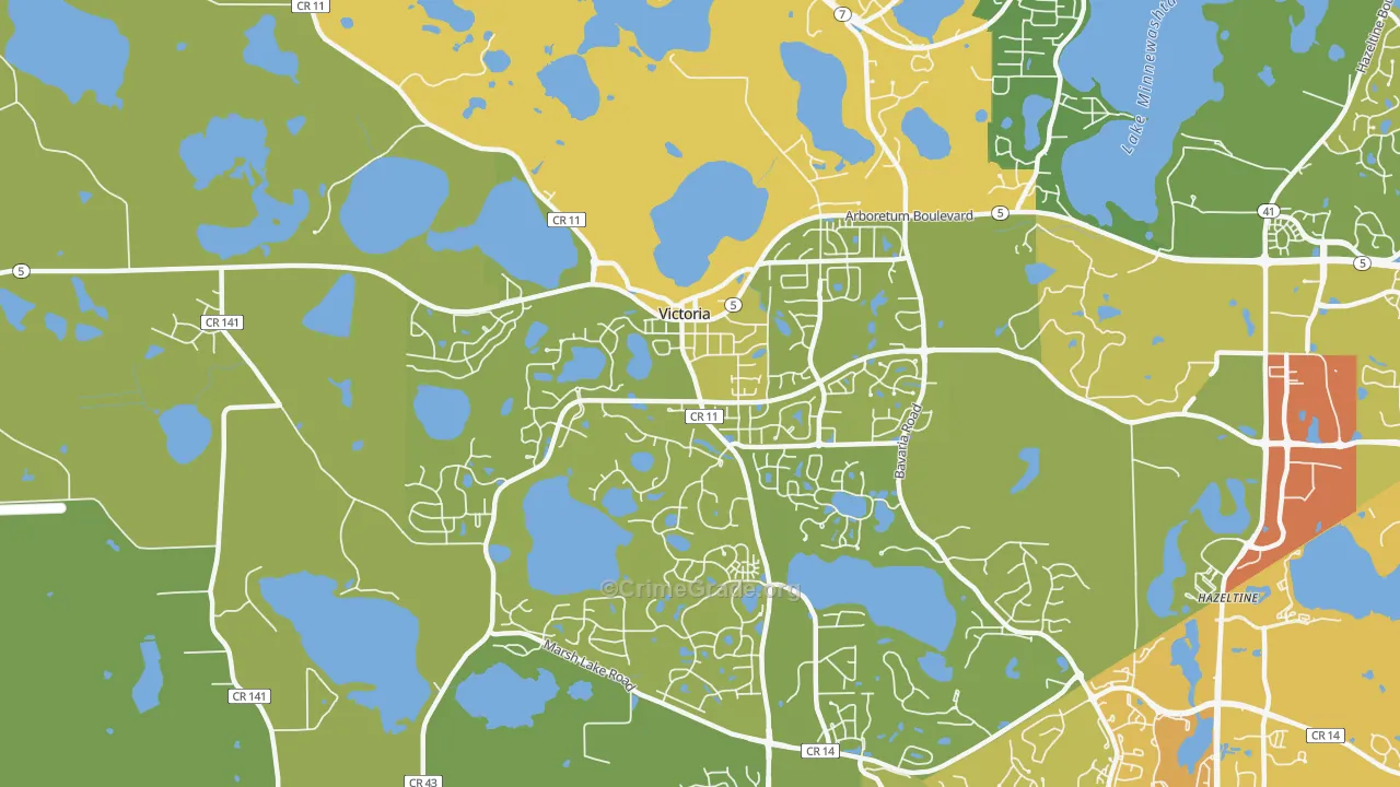 Victoria, MN Map of Vehicle Theft Rates