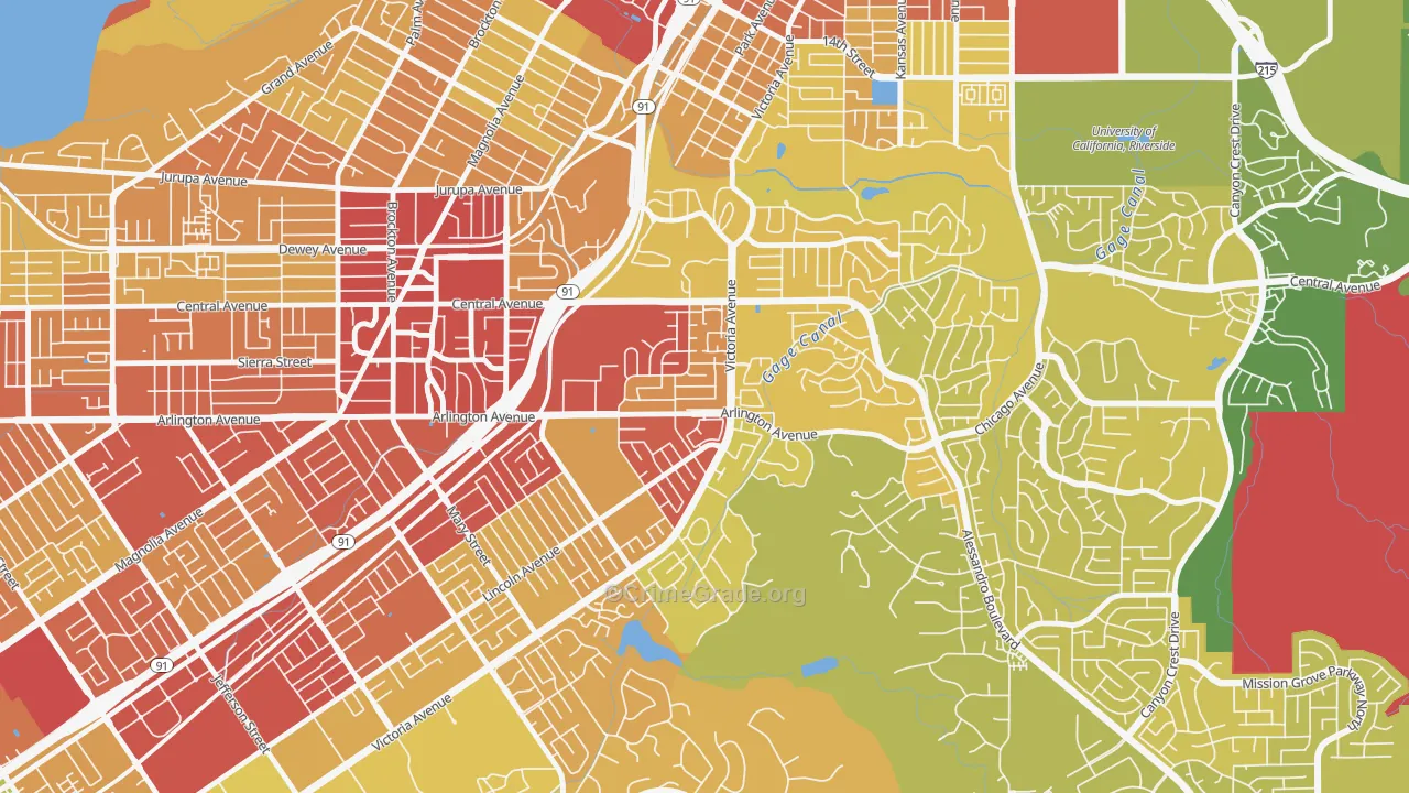 Victoria, Riverside, CA Map of Vehicle Theft Rates