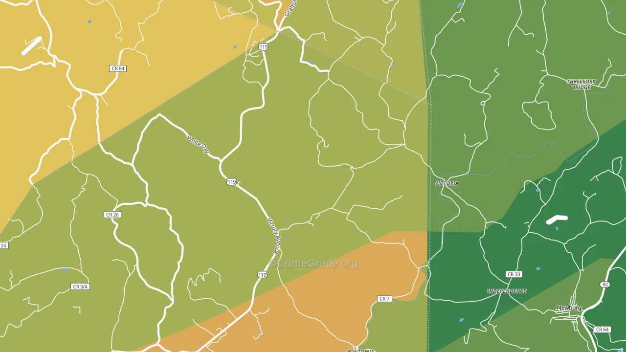 Victoria, WV Map of Vehicle Theft Rates