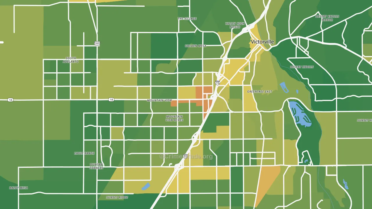 Victorville, CA Map of Vehicle Theft Rates