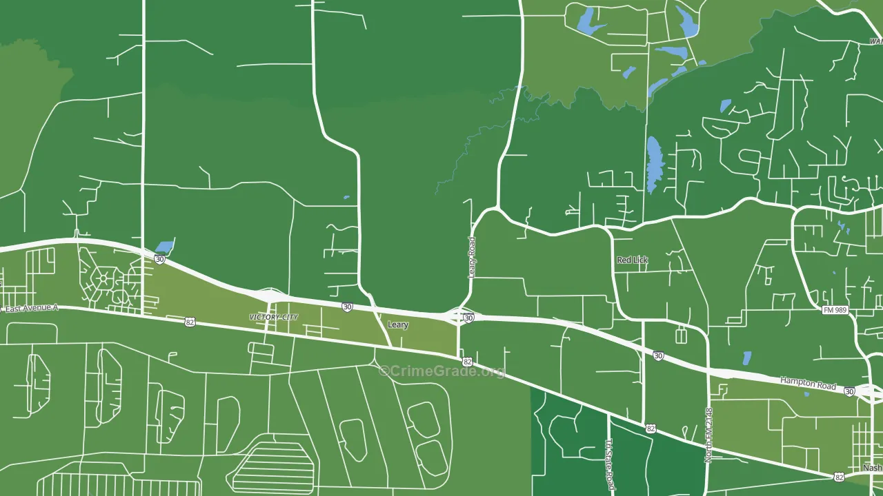 Victory City, TX Map of Vehicle Theft Rates