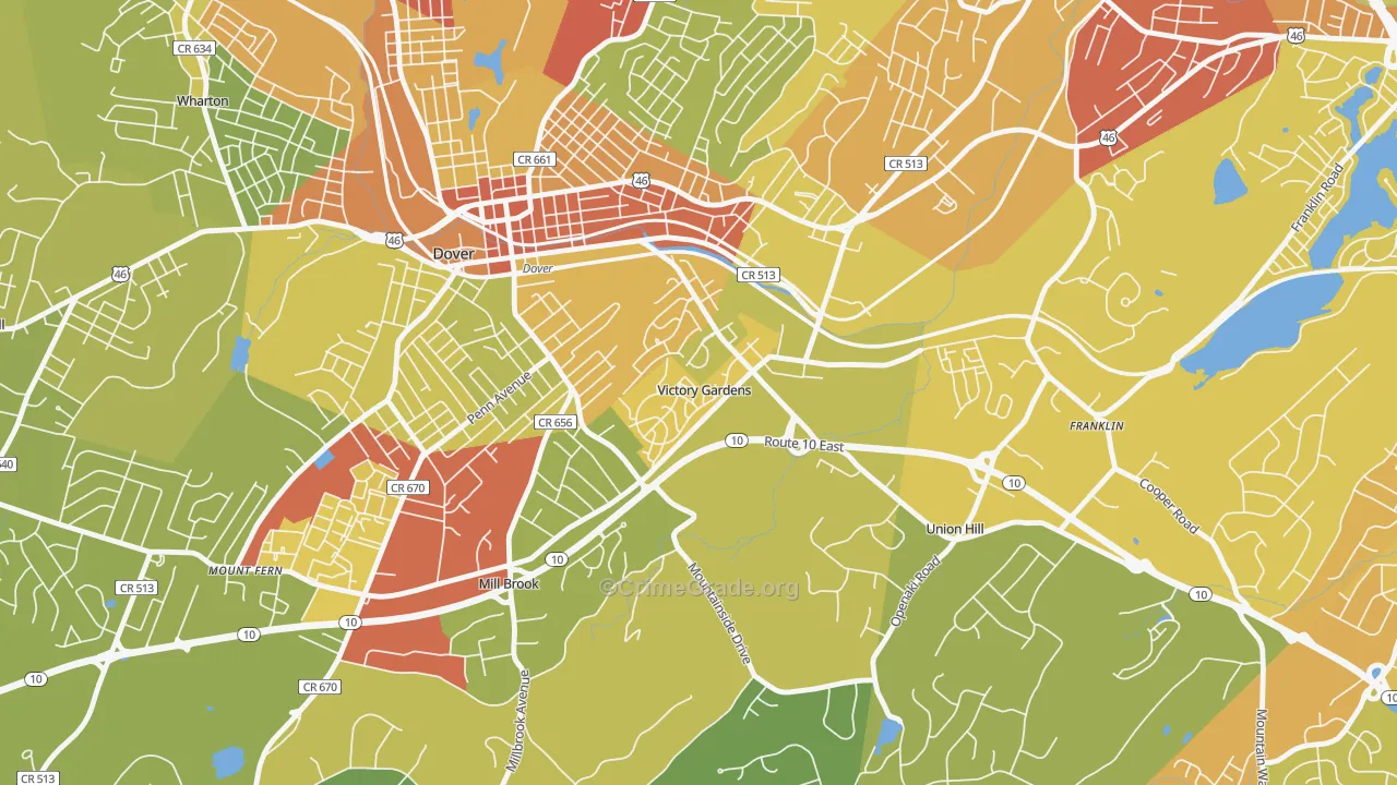 Victory Gardens, NJ Map of Vehicle Theft Rates