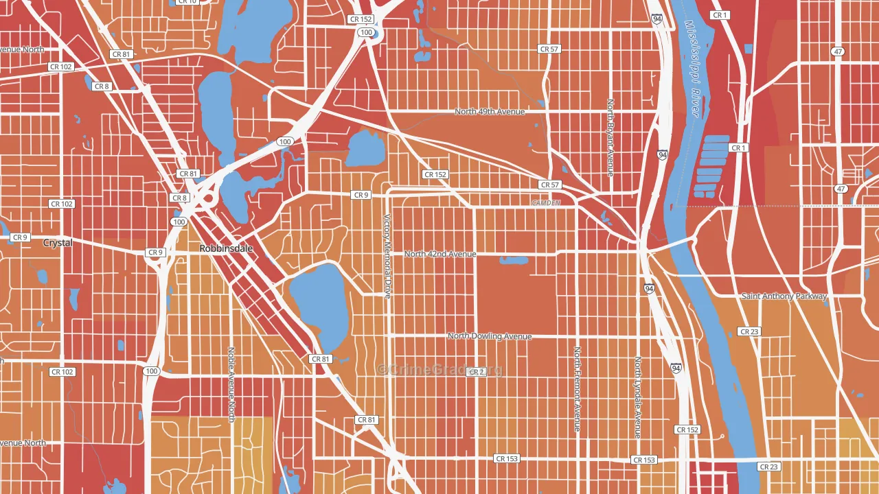 Victory, Minneapolis, MN Map of Vehicle Theft Rates