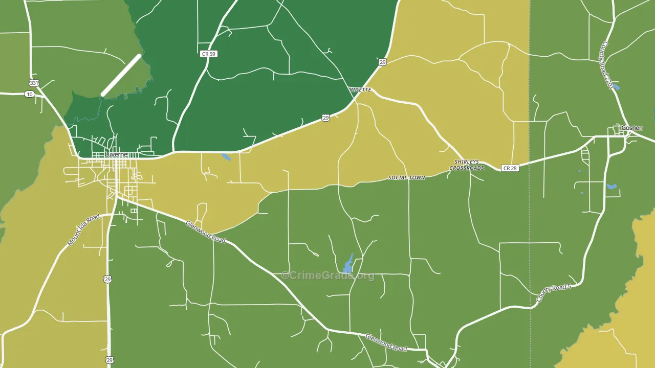 Vidette, AL Map of Vehicle Theft Rates