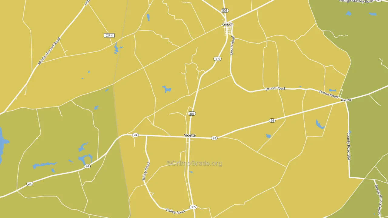Vidette, GA Map of Vehicle Theft Rates