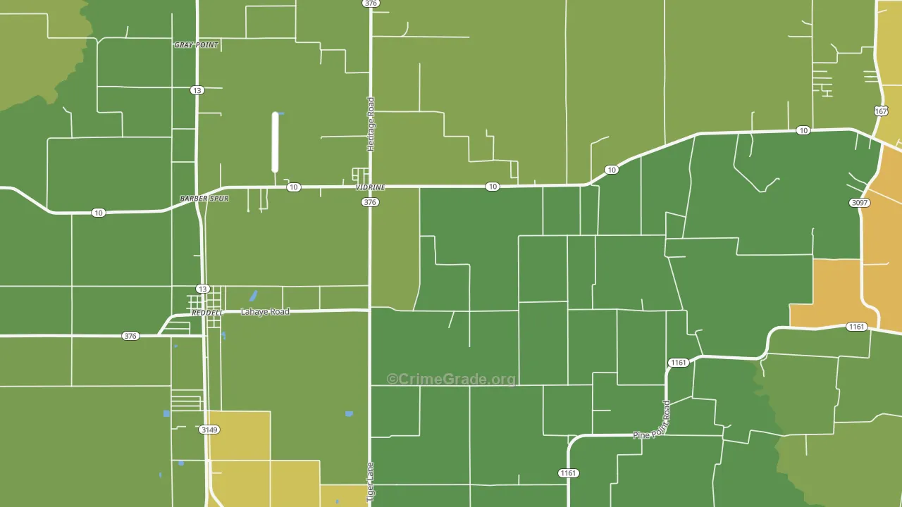Vidrine, LA Map of Vehicle Theft Rates