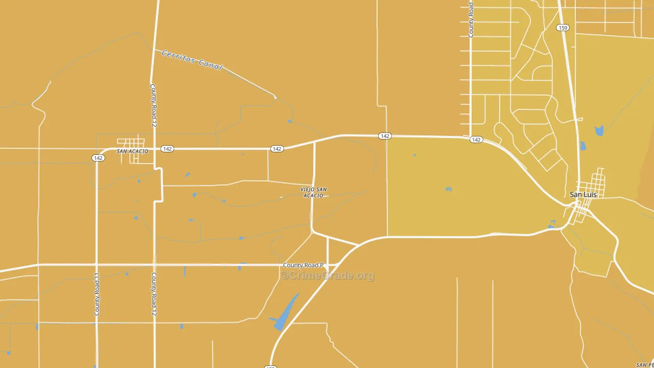 Viejo San Acacio, CO Map of Vehicle Theft Rates