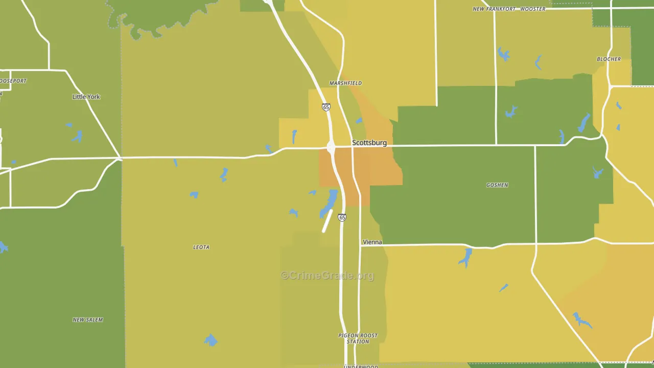 Vienna, IN Map of Vehicle Theft Rates