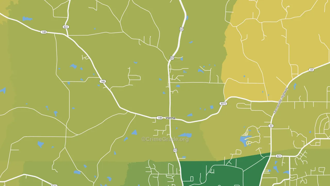 Vienna, LA Map of Vehicle Theft Rates