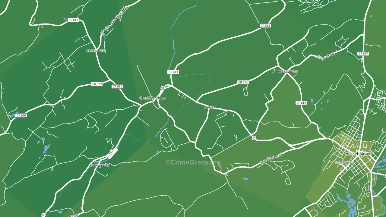 Vienna, NJ Map of Vehicle Theft Rates