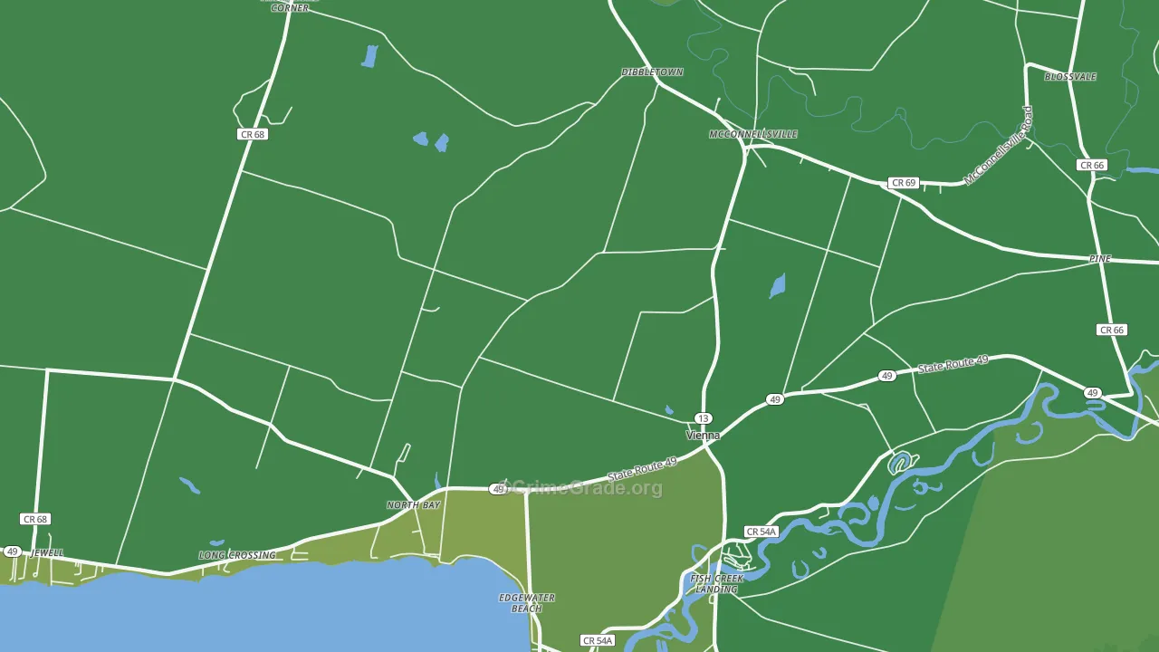 Vienna, NY Map of Vehicle Theft Rates