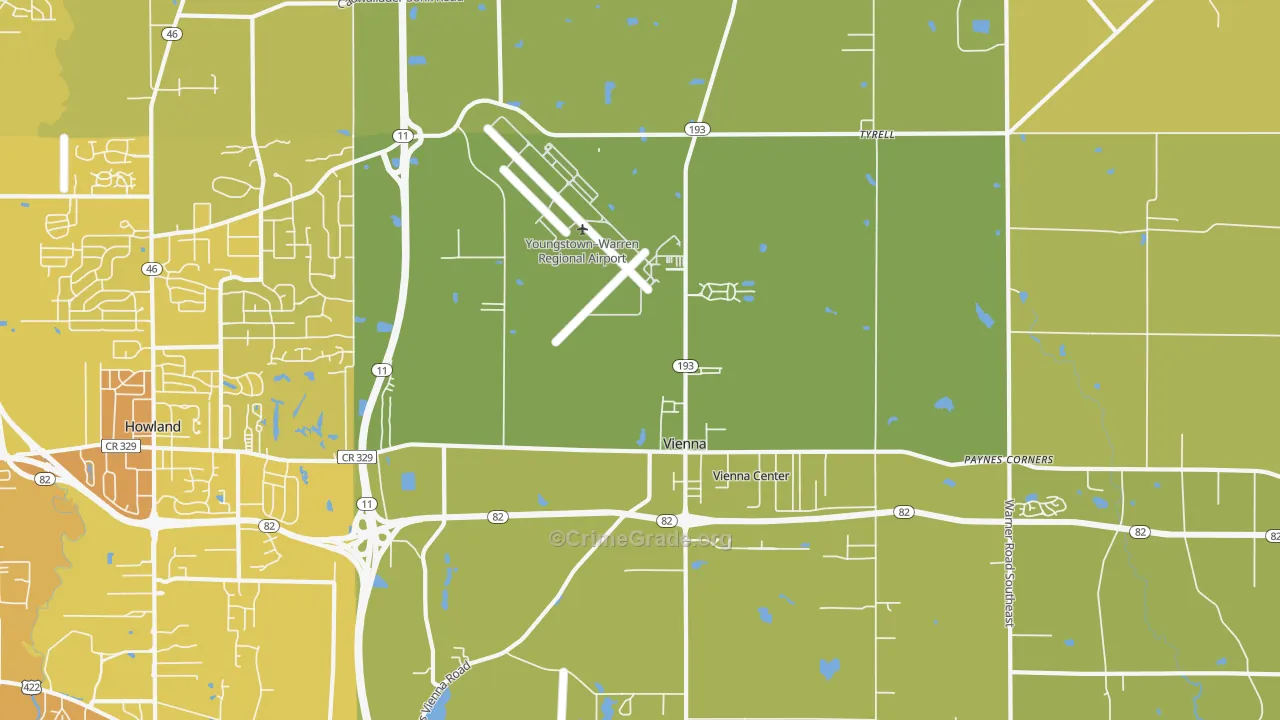 Vienna, OH Map of Vehicle Theft Rates