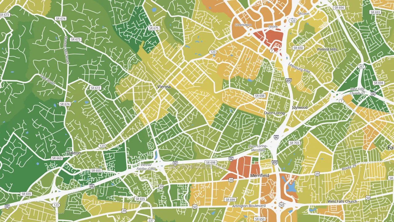 Vienna, VA Map of Vehicle Theft Rates