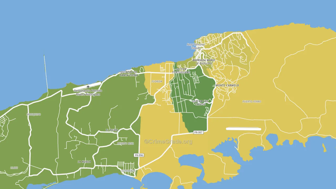 Vieques, PR Map of Vehicle Theft Rates