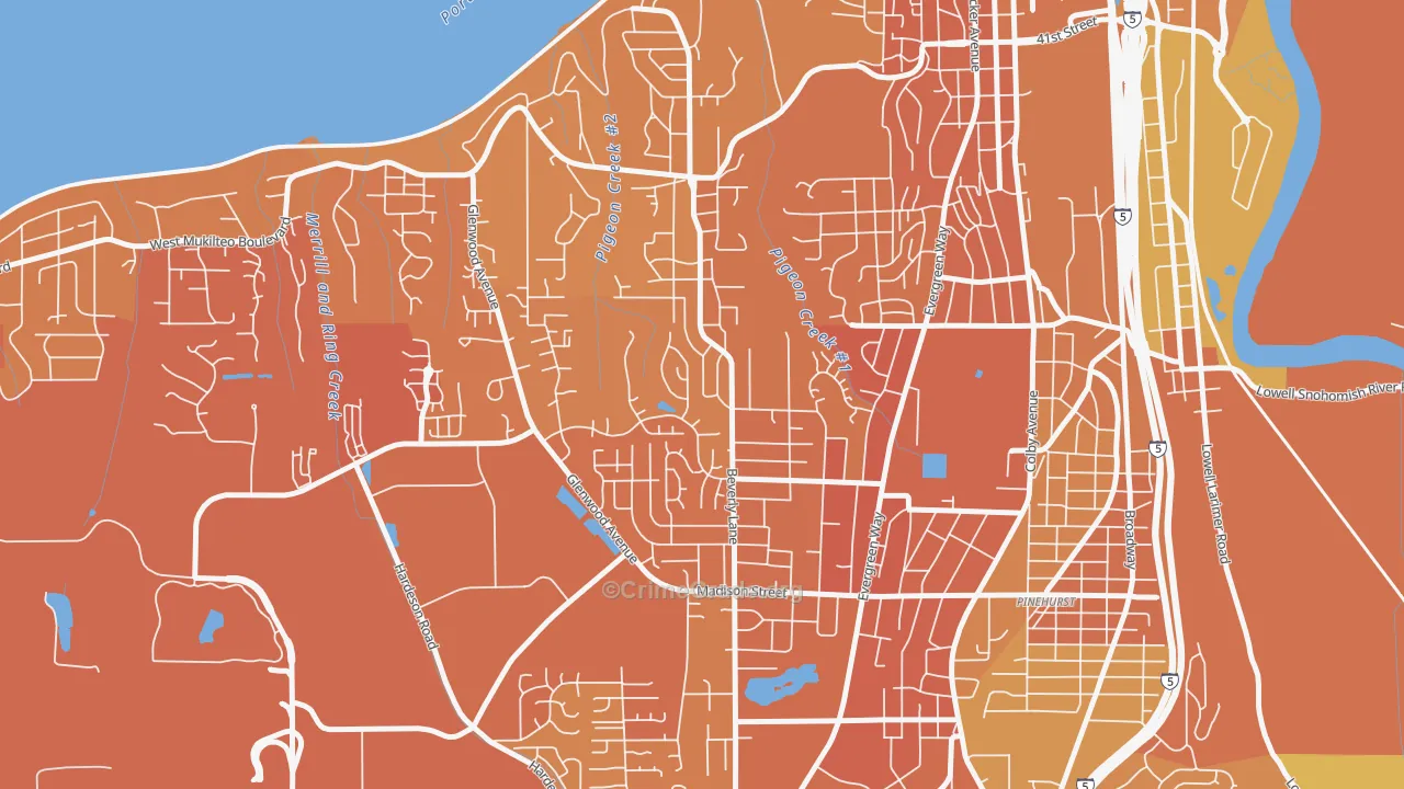 View Ridge-Madison, Everett, WA Map of Vehicle Theft Rates