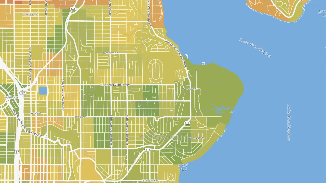 View Ridge, Seattle, WA Map of Vehicle Theft Rates