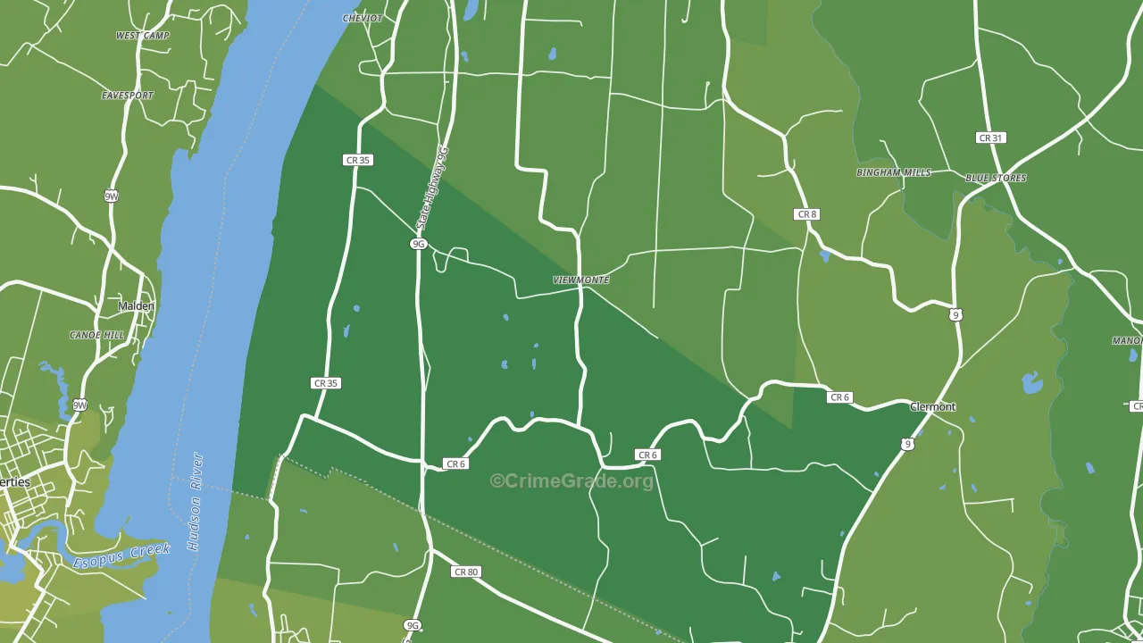 Viewmonte, NY Map of Vehicle Theft Rates