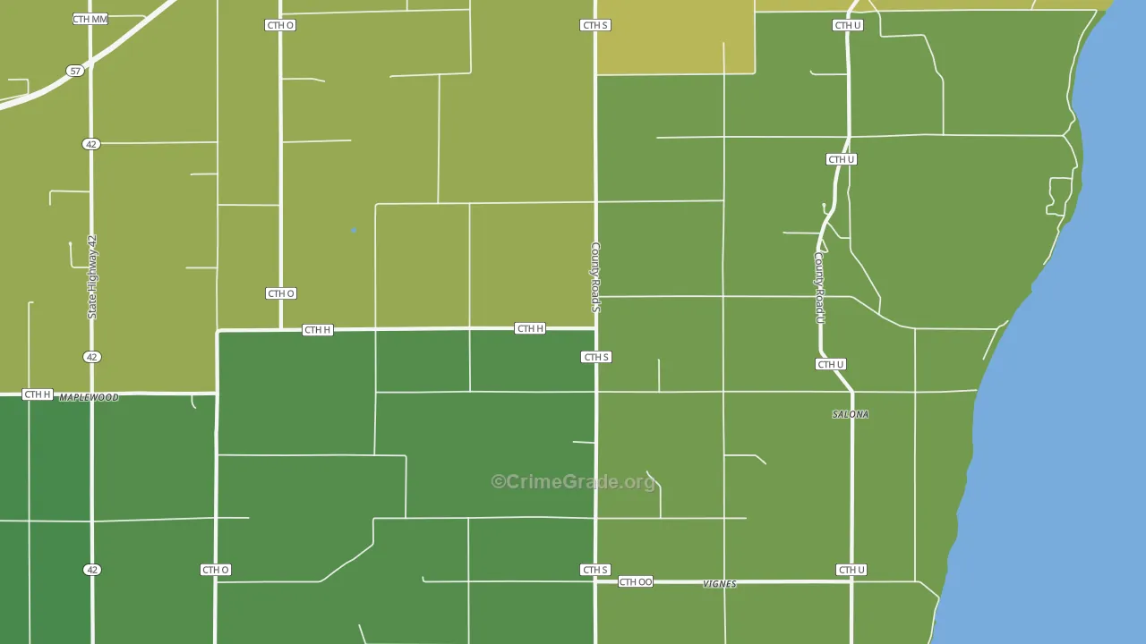 Vignes, WI Map of Vehicle Theft Rates