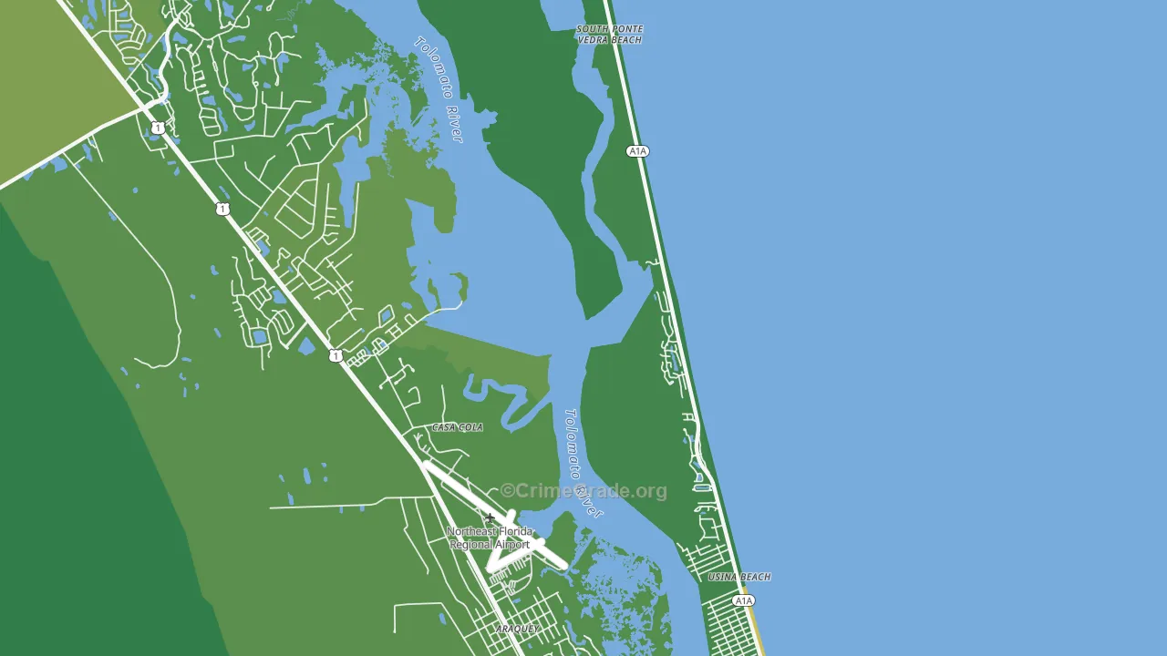 Vilano Beach, FL Map of Vehicle Theft Rates