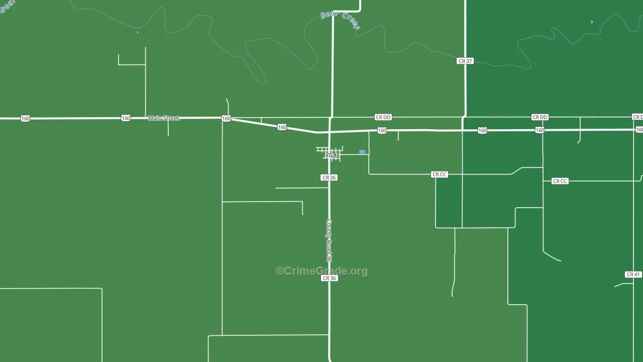 Vilas, CO Map of Vehicle Theft Rates