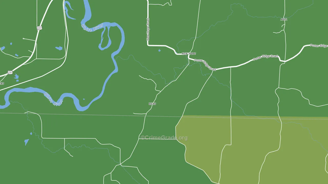 Vilas, IN Map of Vehicle Theft Rates
