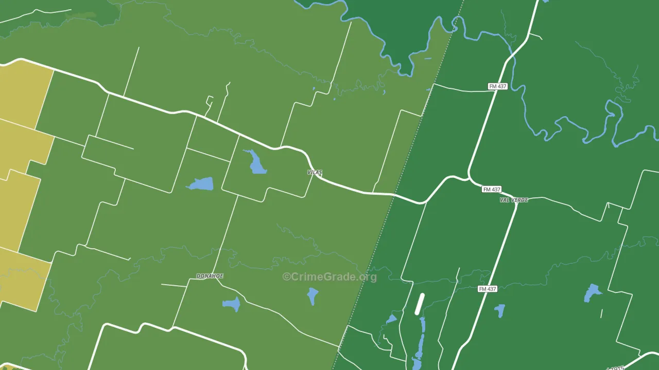 Vilas, TX Map of Vehicle Theft Rates