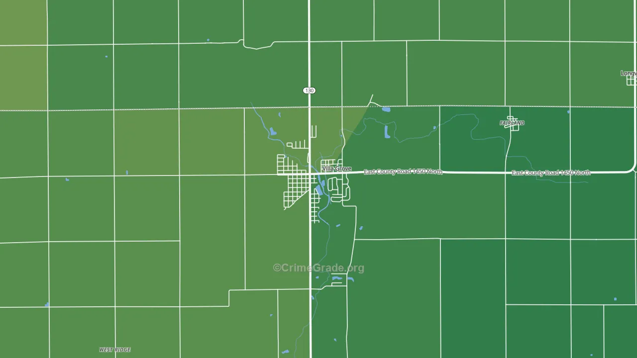 Villa Grove, IL Map of Vehicle Theft Rates