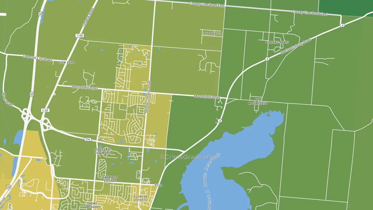 Villa, OH Map of Vehicle Theft Rates