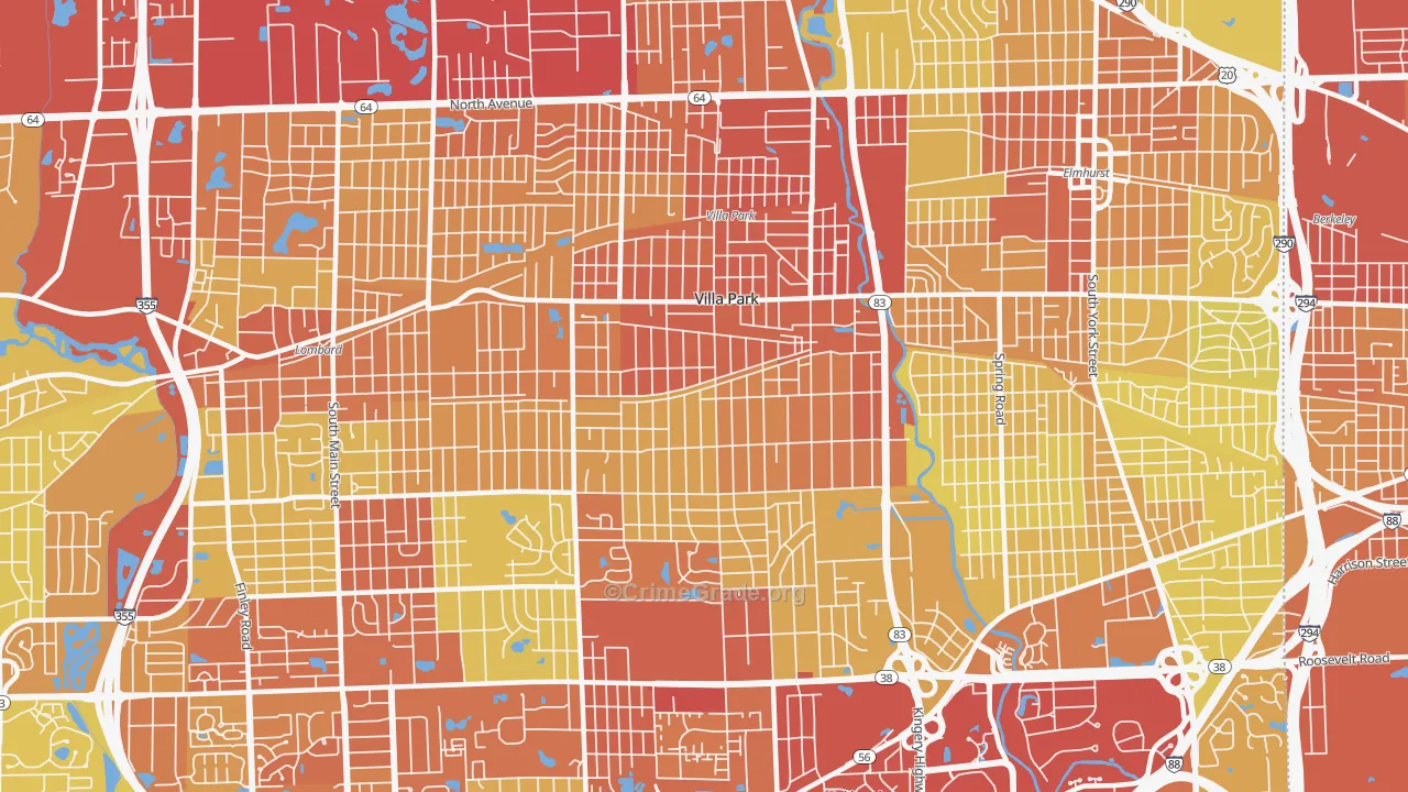 Villa Park, IL Map of Vehicle Theft Rates