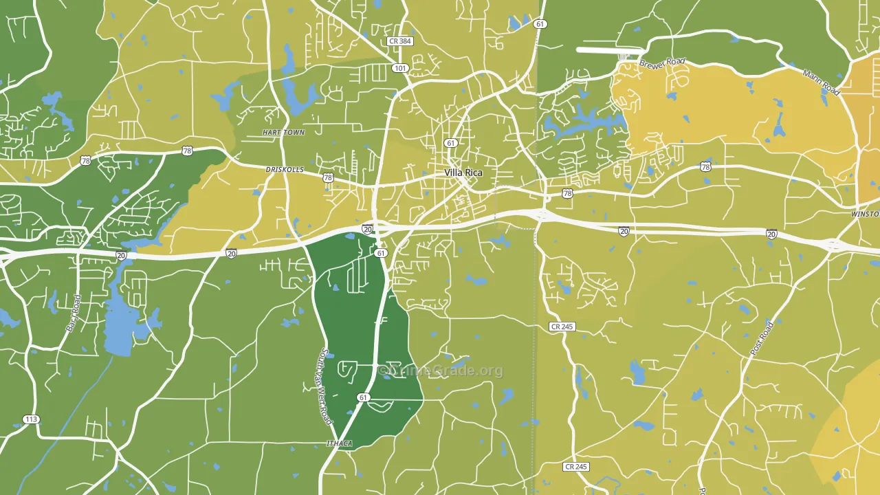 Villa Rica, GA Map of Vehicle Theft Rates
