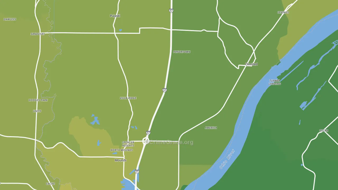 Villa Ridge, IL Map of Vehicle Theft Rates