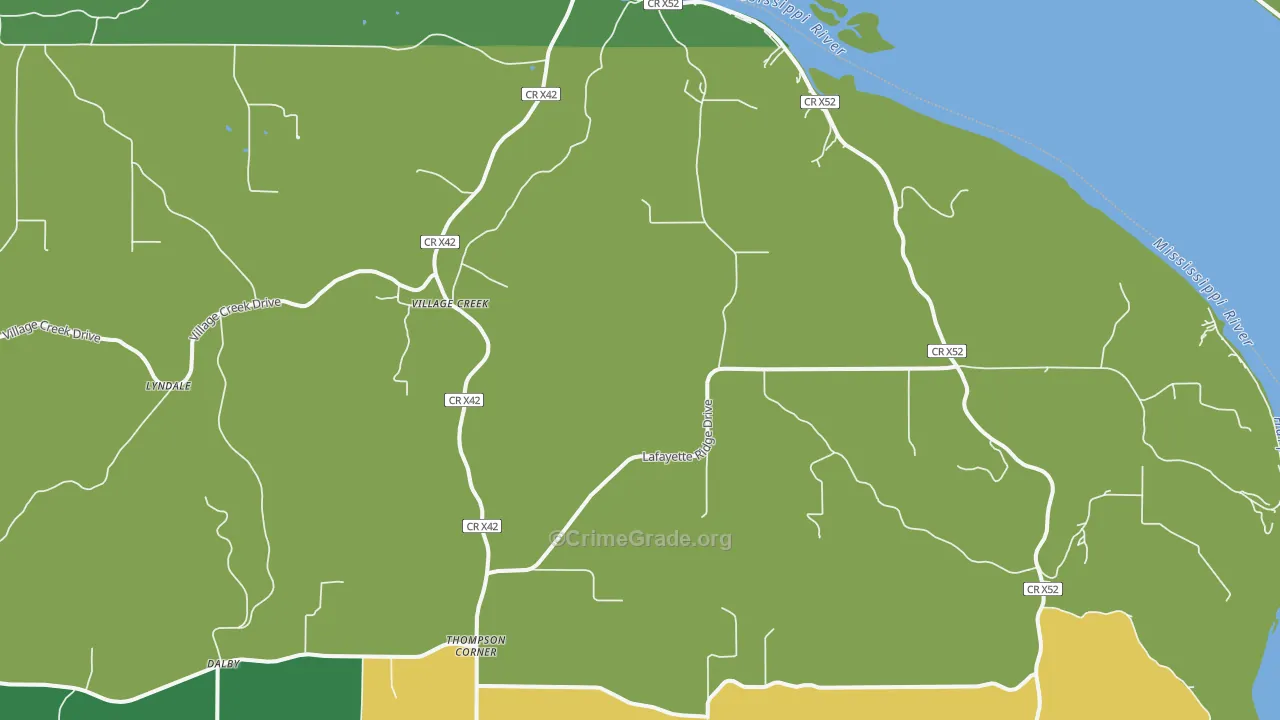 Village Creek, IA Map of Vehicle Theft Rates