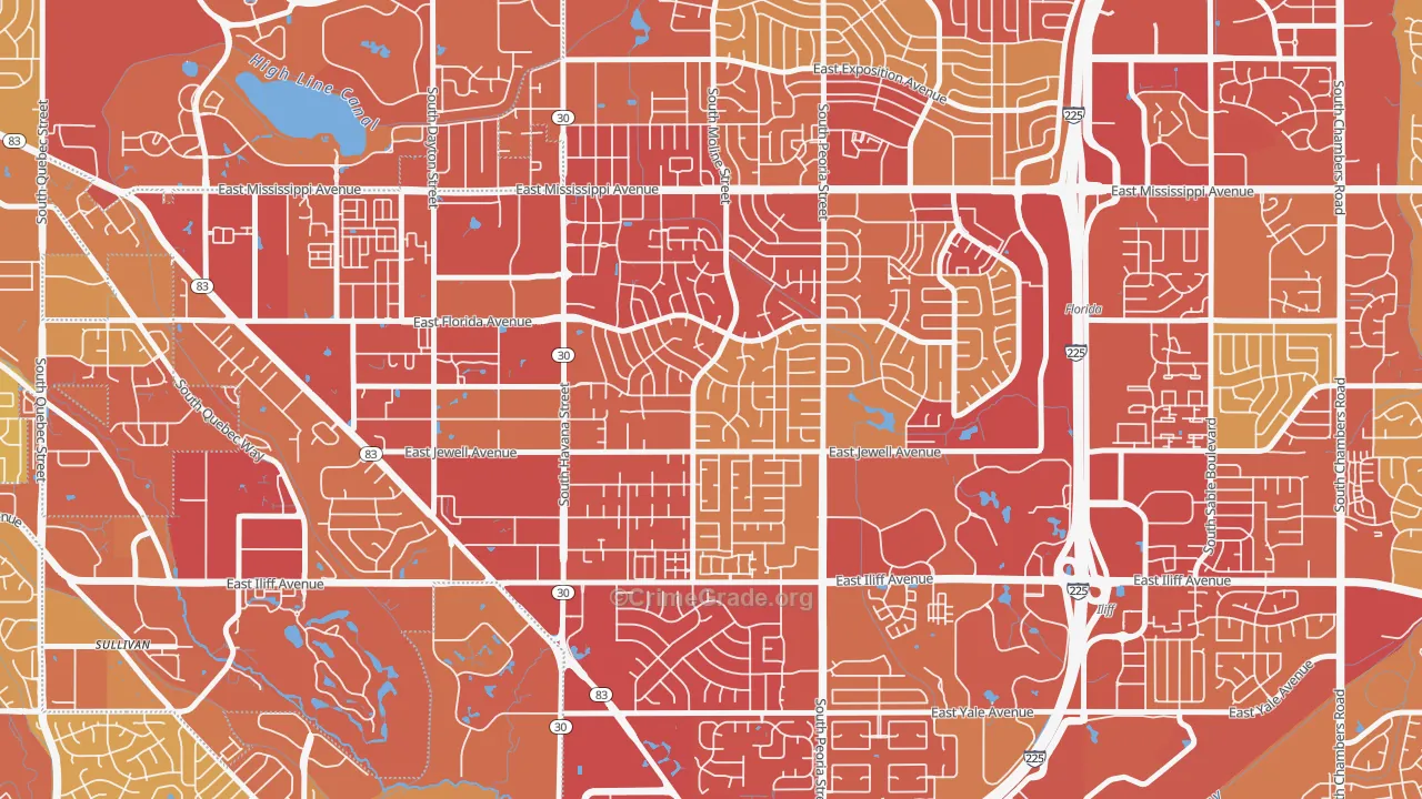 Village East, Aurora, CO Map of Vehicle Theft Rates