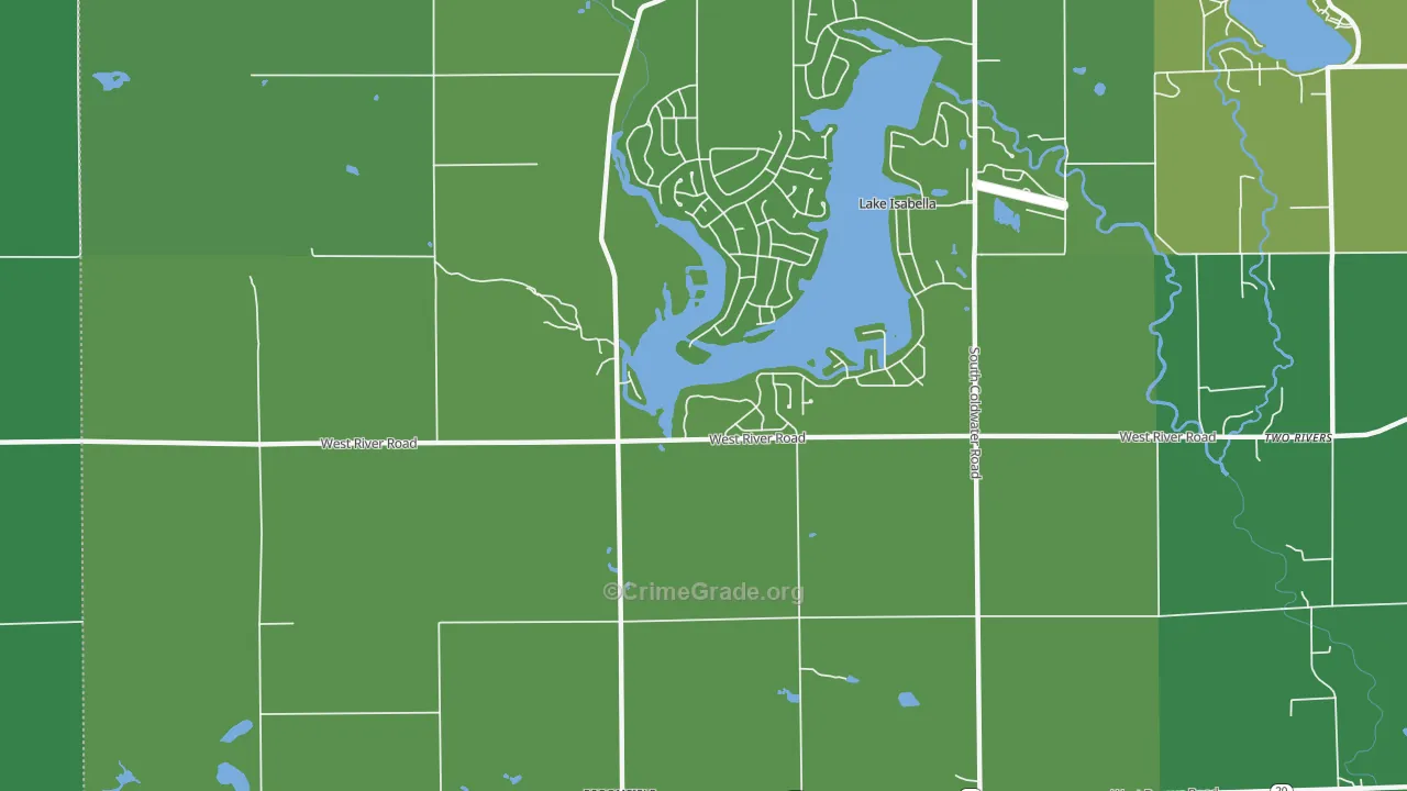 Village of Lake Isabella, MI Map of Vehicle Theft Rates