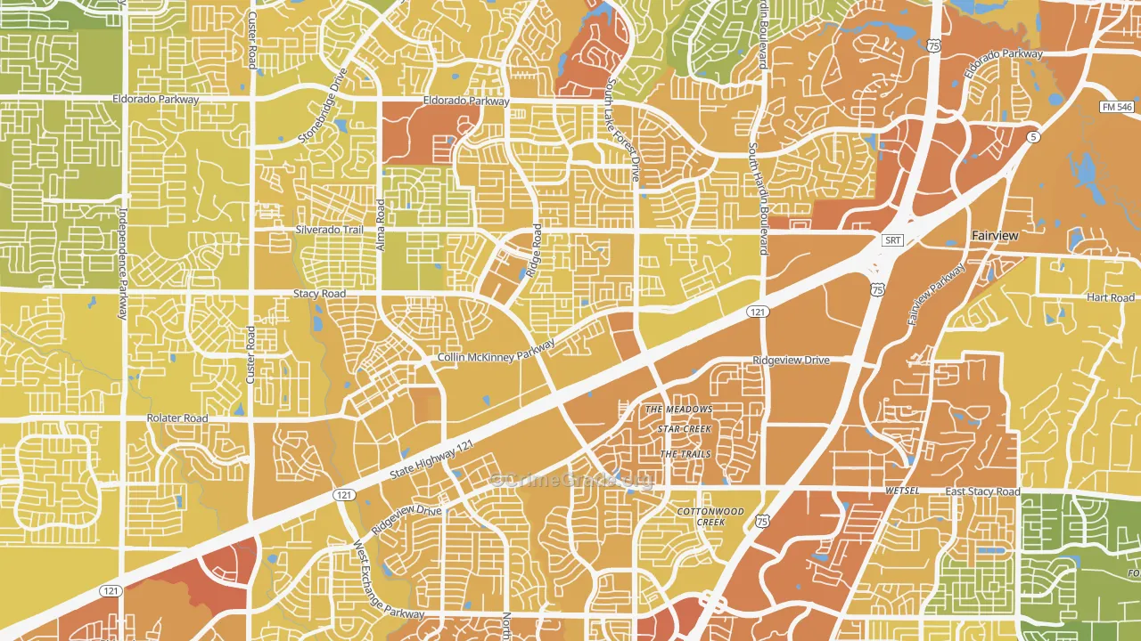 Village Park, McKinney, TX Map of Vehicle Theft Rates