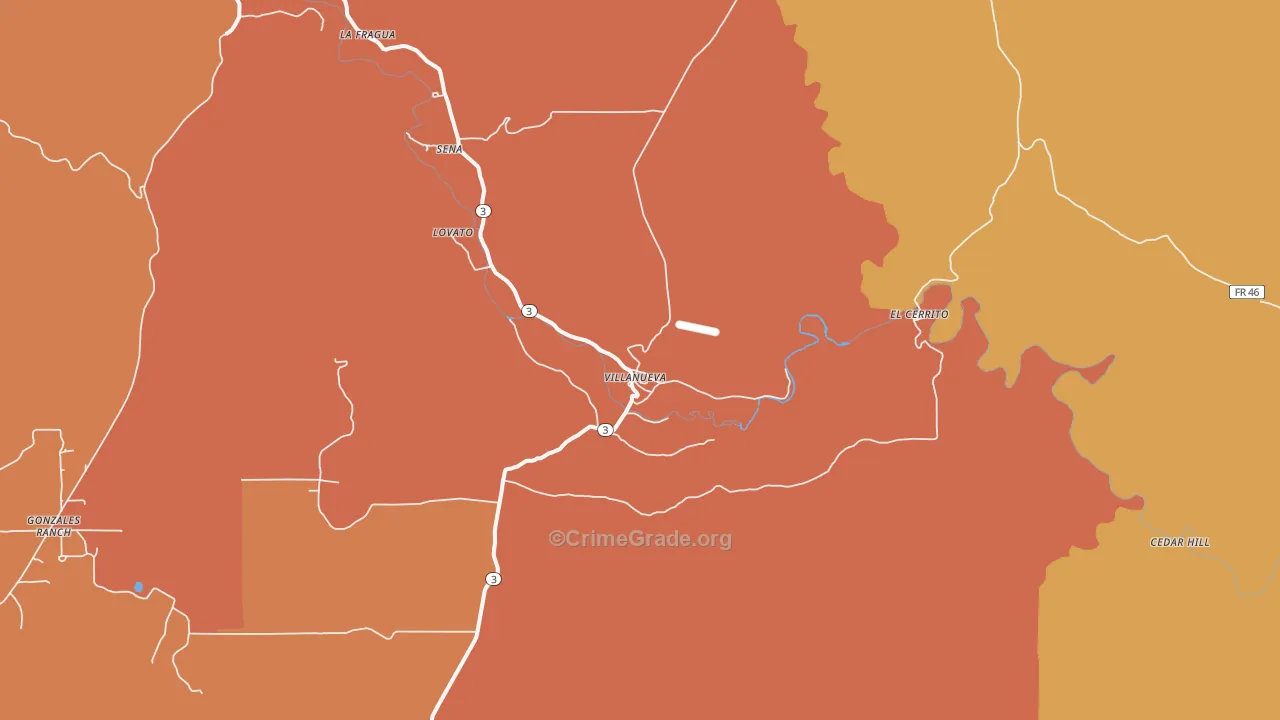 Villanueva, NM Map of Vehicle Theft Rates