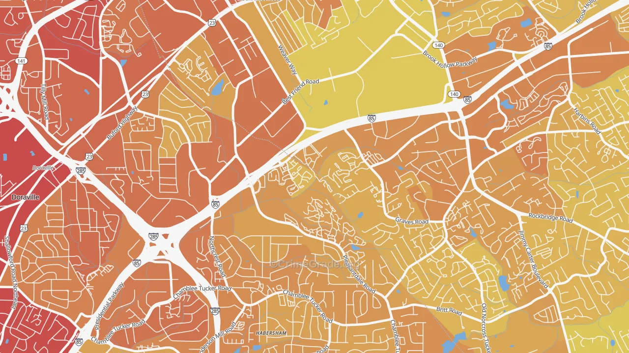 Villas at Norcross, Norcross, GA Map of Vehicle Theft Rates