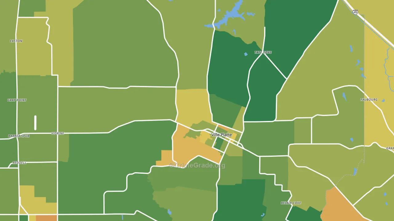 Ville Platte, LA Map of Vehicle Theft Rates