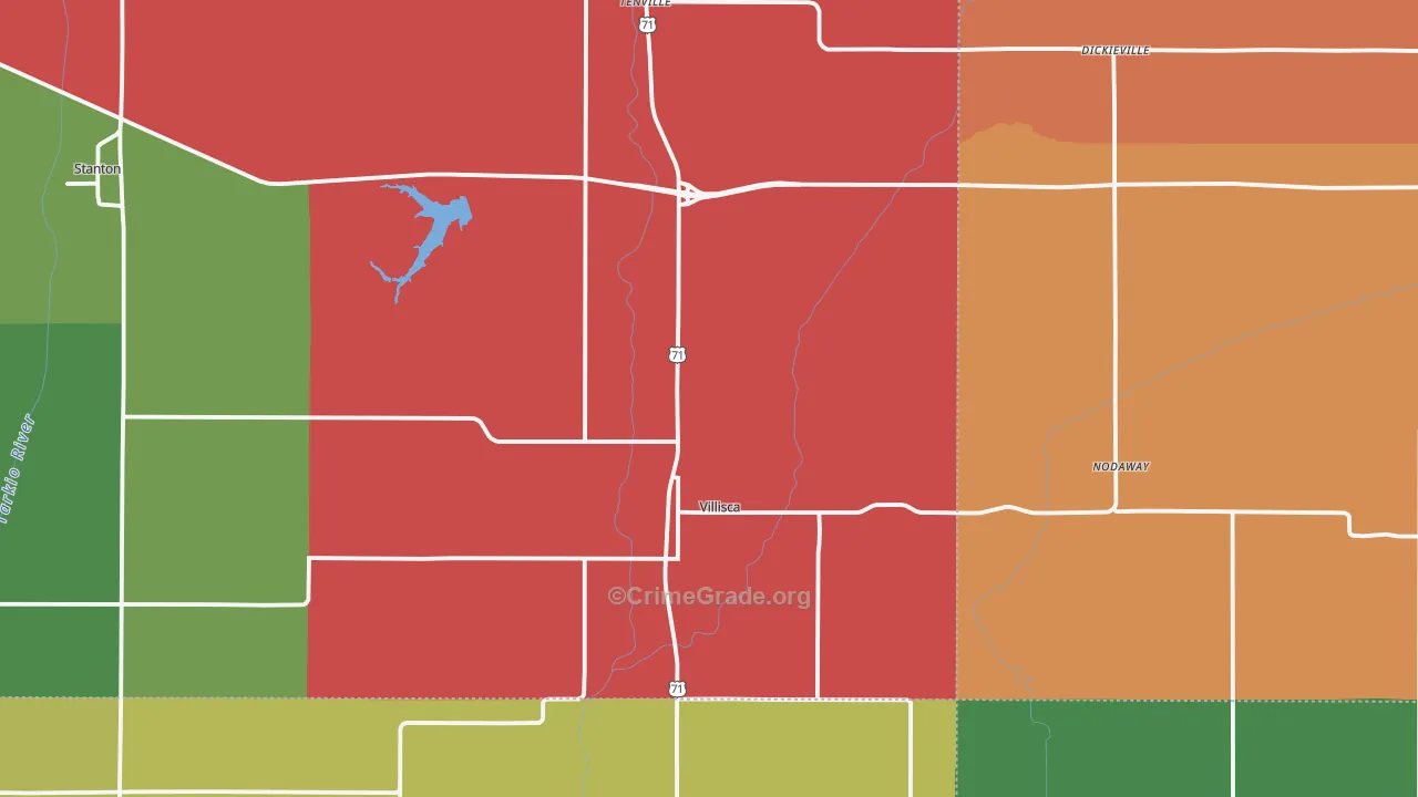 Villisca, IA Map of Vehicle Theft Rates
