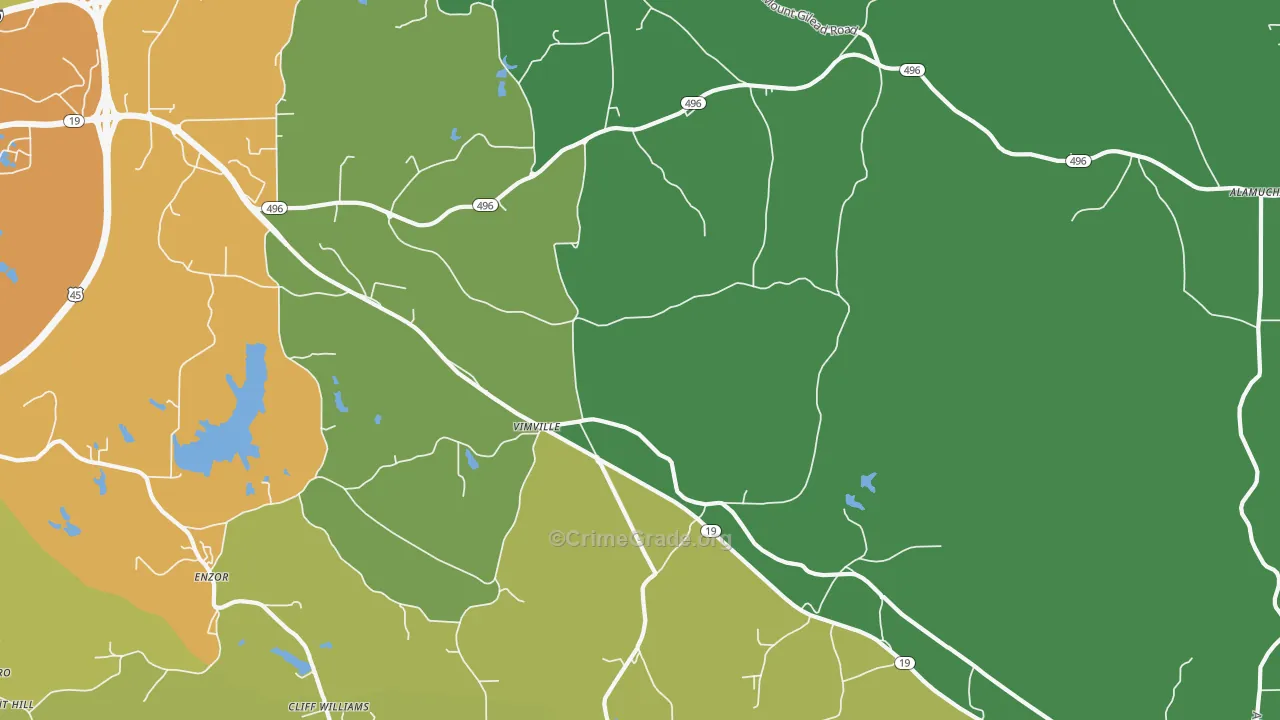 Vimville, MS Map of Vehicle Theft Rates